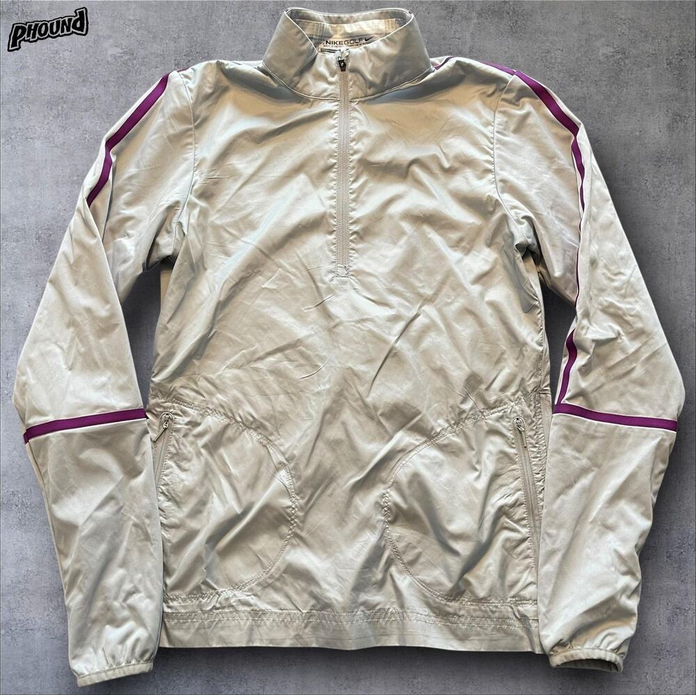 Nike Golf Windbreaker Jacket Womens XS Gray 1/2 Zip Lightweight Pockets Purple